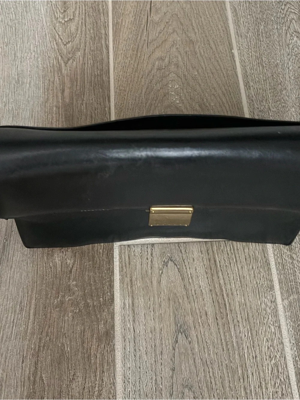 Coach Vintage Black Leather “Bridle Attaché” Executive Clutch with Gold Lock
